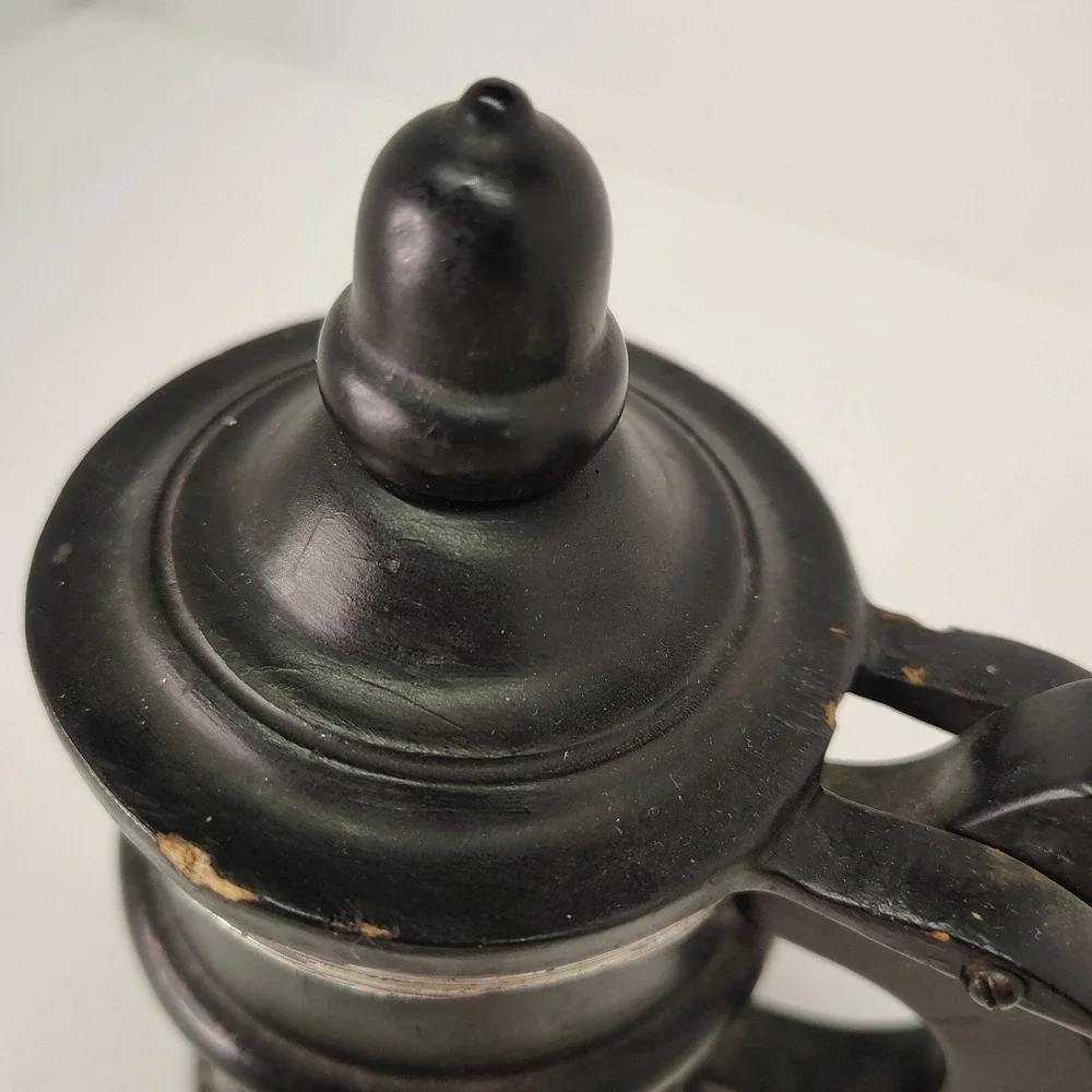 Small Beer Stein Wood‎ Black Silver Liner  6.5